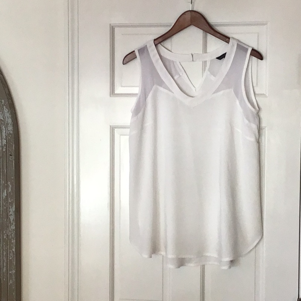 Top, Madison Coupe, sleeveless v- neck, sheer detail at top, M